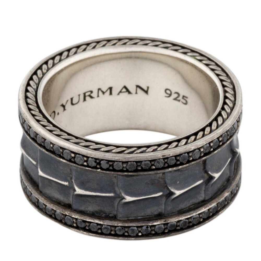 DAVID YURMAN STERLING SILVER 925 ARMORY DIAMOND BAND RING - Picture 1 of 9